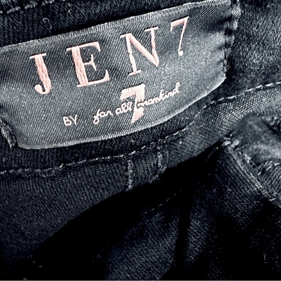 👖🖤 7 FOR ALL‎ MANKIND Jen7 Black Distressed Straight Jeans | Sz 12 | High-Rise - Picture 3 of 4